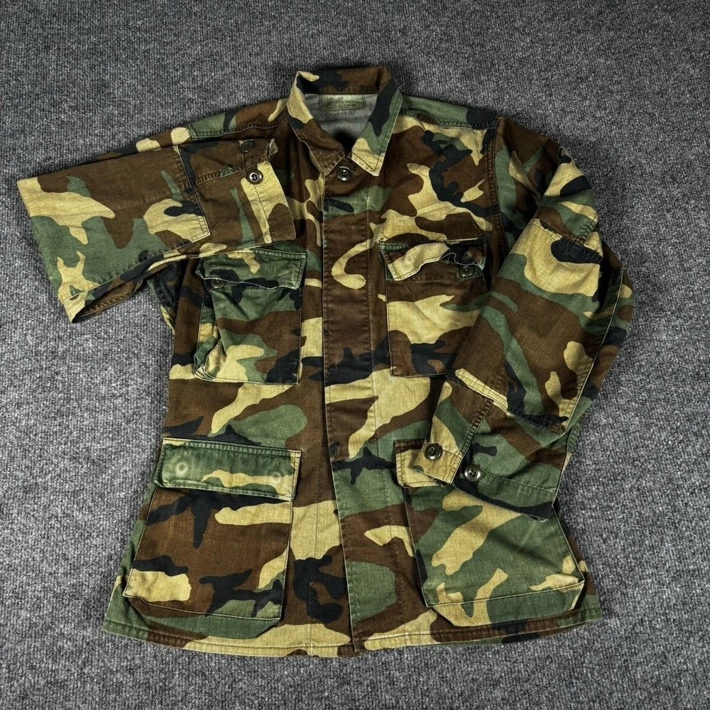 Vintage US Military Marine Corps Woodland Camo BDU Shirt‎ X-Small Regular Coat